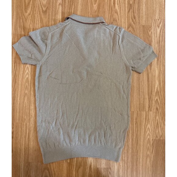 Enrico CADINI Knit Polo Shirt Mens Small Beige Short Sleeve Zip Collar Italy - Picture 4 of 5